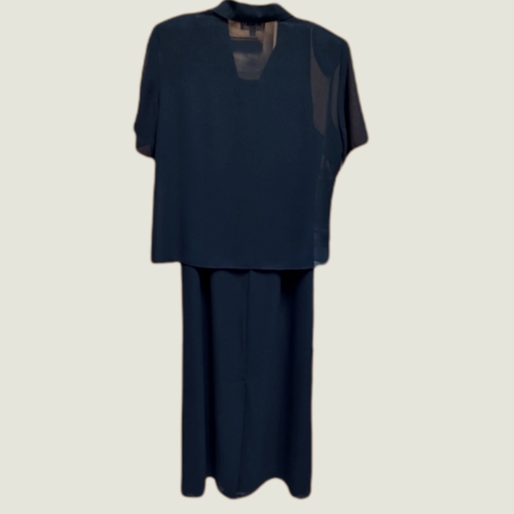 Studio 1 Chiffon 2 pc Party Dress Floral Embroidery Sheer Overlay Jacket - Picture 4 of 14